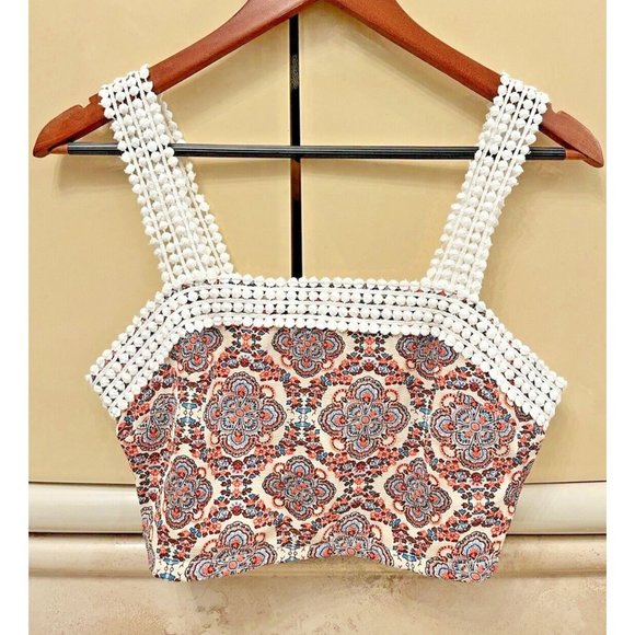 Urban Outfitters Tops - URBAN OUTFITTERS URMODA PAISLEY CROCHET CROP TOP BOHO FESTIVAL S